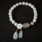 Natural white jade luck bracelet