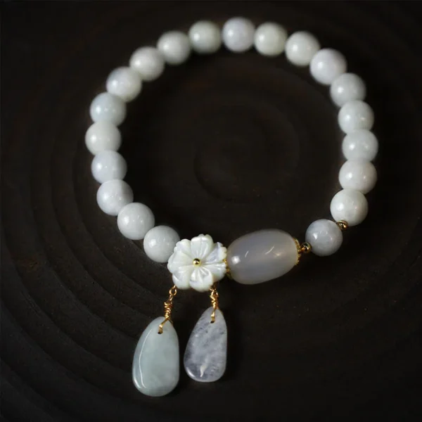 Natural white jade luck bracelet