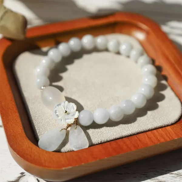 Natural white jade luck bracelet