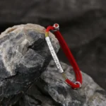 Pure silverTibetan Buddhist handmade lucky red string bracelet with mantra