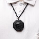 Black obsidian Taiji Bagua pendant