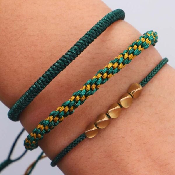 Tibetan copper bead healing and protective luck bracelet set