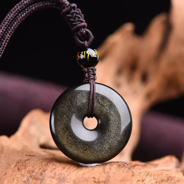 Tibetan obsidian protective necklace