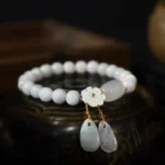 Natural white jade luck bracelet