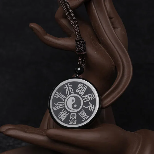 Tai Chi diagram obsidian pendant