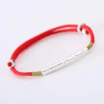 Pure silverTibetan Buddhist handmade lucky red string bracelet with mantra