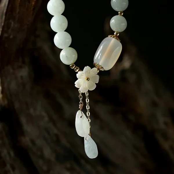 Natural white jade luck bracelet