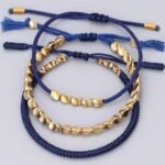 Tibetan copper bead healing and protective luck bracelet set