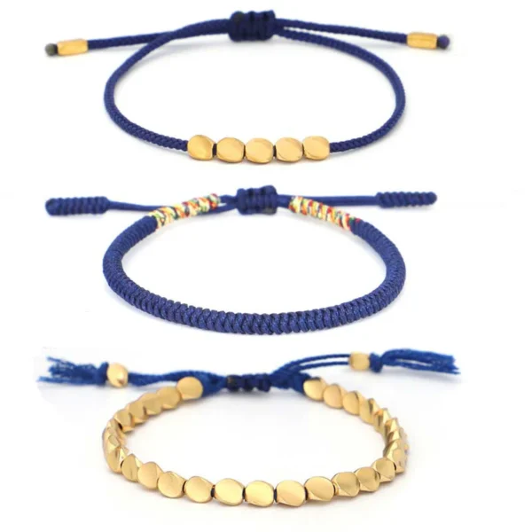 Tibetan copper bead healing and protective luck bracelet set
