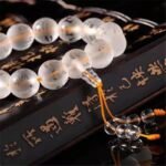 White Crystal Six-Syllable Mantra Prayer Bead Bracelet