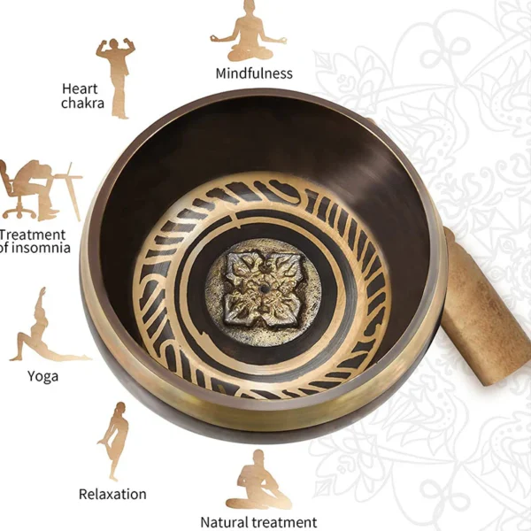 Tibetan Meditation Bowl for Healing and Mindfulness Om Mani Padme Hum Singing Bowl