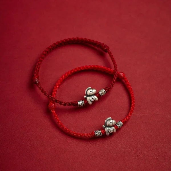 Year of the Horse 999 Sterling Silver String Braided Protection Bracelet