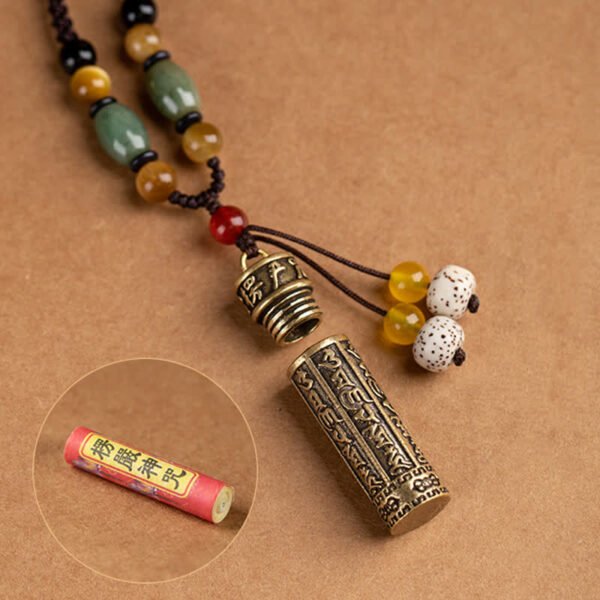 Tibet Om Mani Padme Hum Agate Shurangama Sutra Protection Necklace Pendant