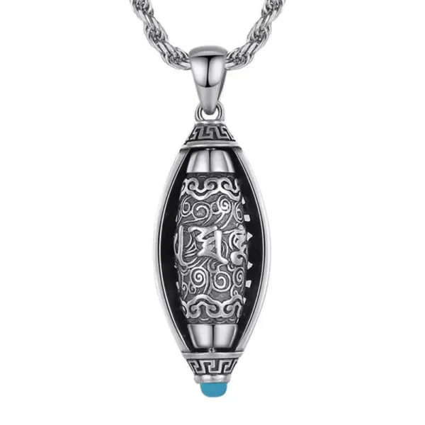 Tibet Om Mani Padme Hum Protection Necklace Rotatable Pendant