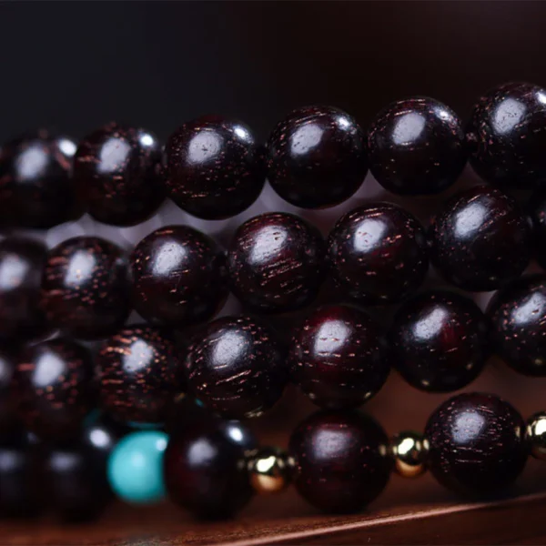 108 Mala Beads Tibetan Small Leaf Red Sandalwood Lotus Balance Bracelet