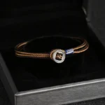 925 Sterling Silver Handmade Button Protection Weave String Bracelet