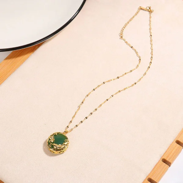 Natural Jade Koi Fish Lotus Luck Necklace Pendant