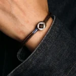 925 Sterling Silver Handmade Button Protection Weave String Bracelet