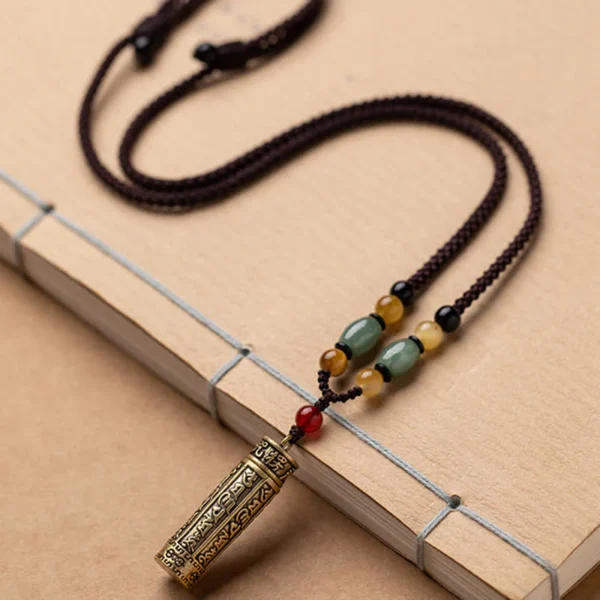 Tibet Om Mani Padme Hum Agate Shurangama Sutra Protection Necklace Pendant