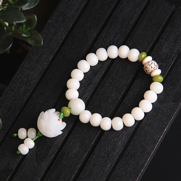 Lotus Natural White Bodhi Seed Luck Bracelet