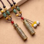 Tibet Om Mani Padme Hum Agate Shurangama Sutra Protection Necklace Pendant