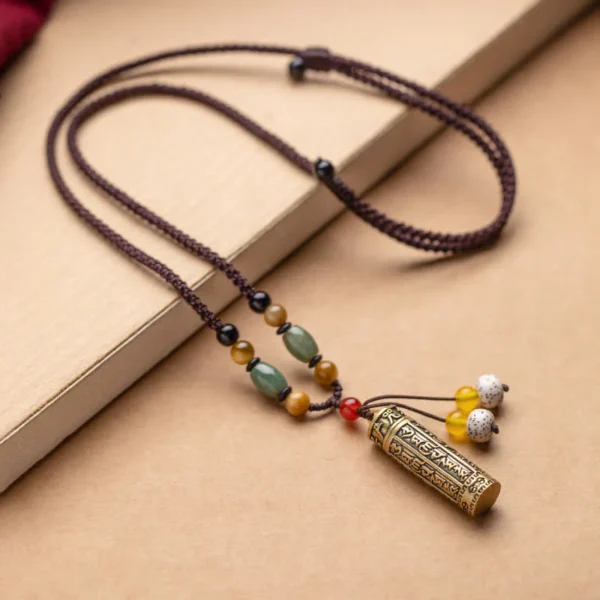 Tibet Om Mani Padme Hum Agate Shurangama Sutra Protection Necklace Pendant