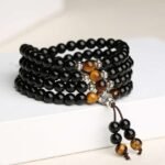 108-bead unisex obsidian tiger's eye prayer bead bracelet