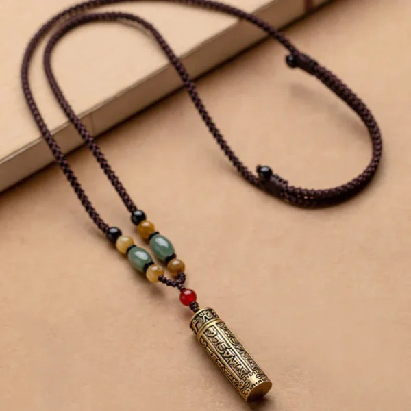 Tibet Om Mani Padme Hum Agate Shurangama Sutra Protection Necklace Pendant