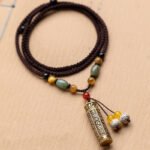 Tibet Om Mani Padme Hum Agate Shurangama Sutra Protection Necklace Pendant