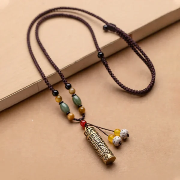Tibet Om Mani Padme Hum Agate Shurangama Sutra Protection Necklace Pendant