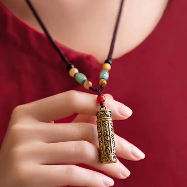 Tibet Om Mani Padme Hum Agate Shurangama Sutra Protection Necklace Pendant