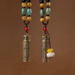 Tibet Om Mani Padme Hum Agate Shurangama Sutra Protection Necklace Pendant