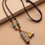Tibet Om Mani Padme Hum Agate Shurangama Sutra Protection Necklace Pendant