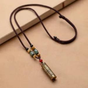 Tibet Om Mani Padme Hum Agate Shurangama Sutra Protection Necklace Pendant
