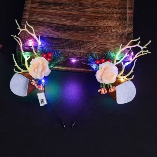 Christmas Red Reindeer Antler Headband for Girls and Children, Hair Clip, Headwear, Forest Style Reindeer Headband, Holiday DecorationSet (10 pieces)