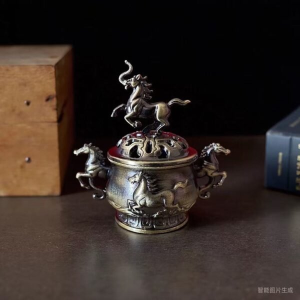 Chinese Retro Style Double-Eared Horse Incense Burner Ornament