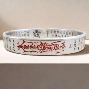 Chinese Taoist Retro-Style "Protective and Wealth-Attracting" Open Bangle